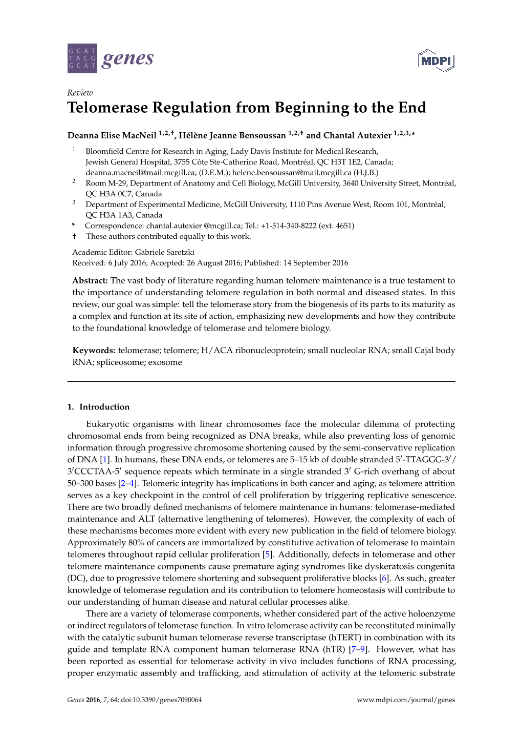 Telomerase Regulation from Beginning to the End