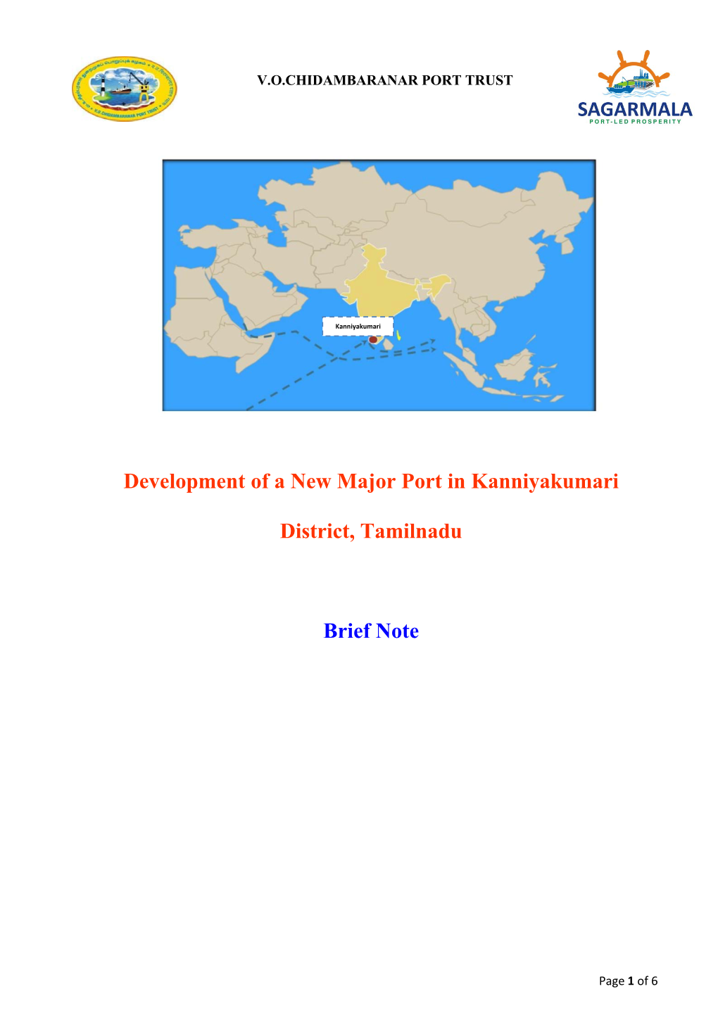 Development of a New Major Port in Kanniyakumari District, Tamilnadu