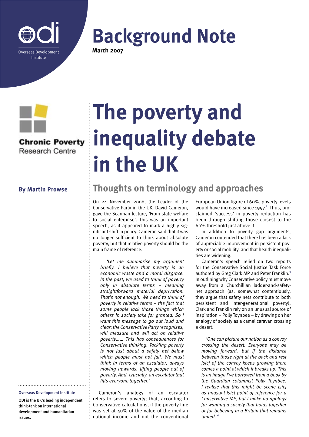 The Poverty and Inequality Debate in the UK