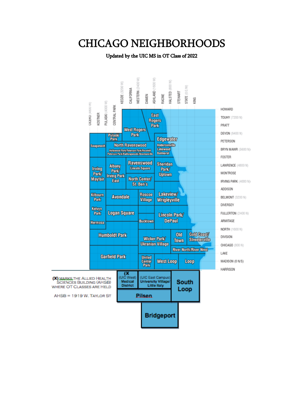 CHICAGO NEIGHBORHOODS Updated by the UIC MS in OT Class of 2022