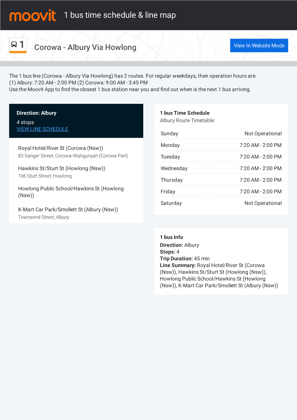 1 Bus Time Schedule & Line Route