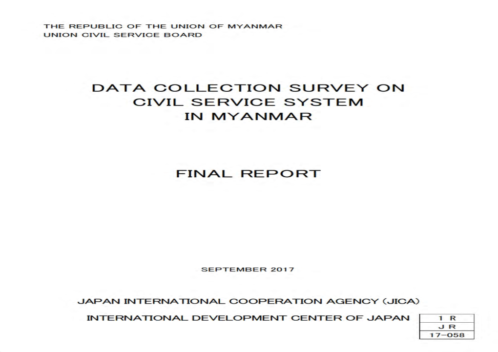 Data Collection Survey on Civil Service System in Myanmar