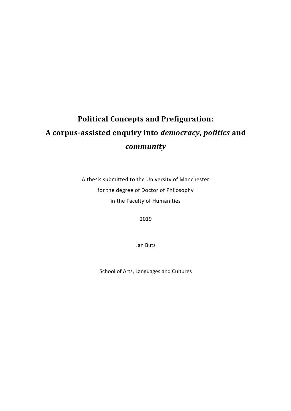 Political Concepts and Prefiguration: a Corpus-Assisted Enquiry Into Democracy, Politics and Community