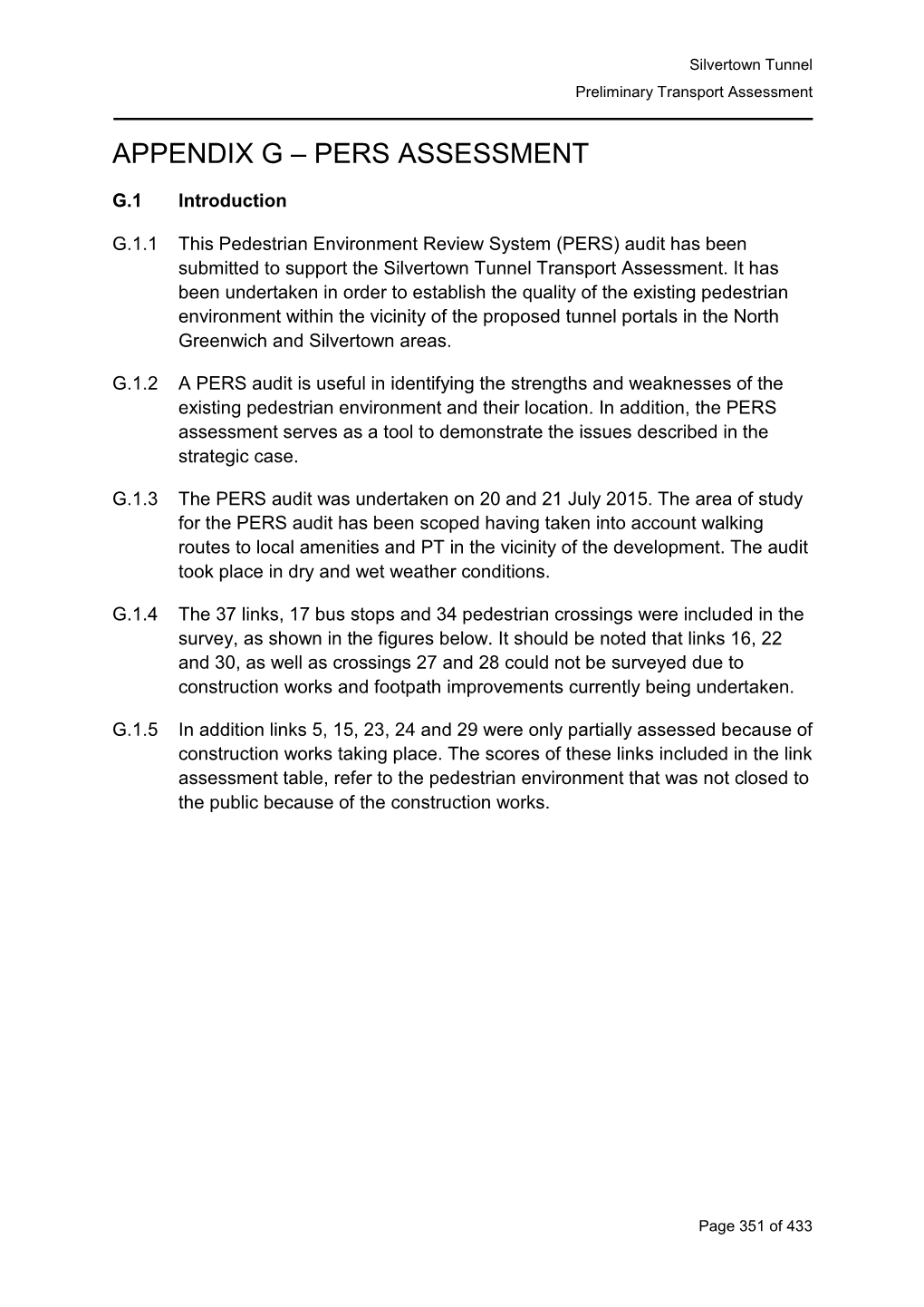 Preliminary Transport Assessment Appendices G to I