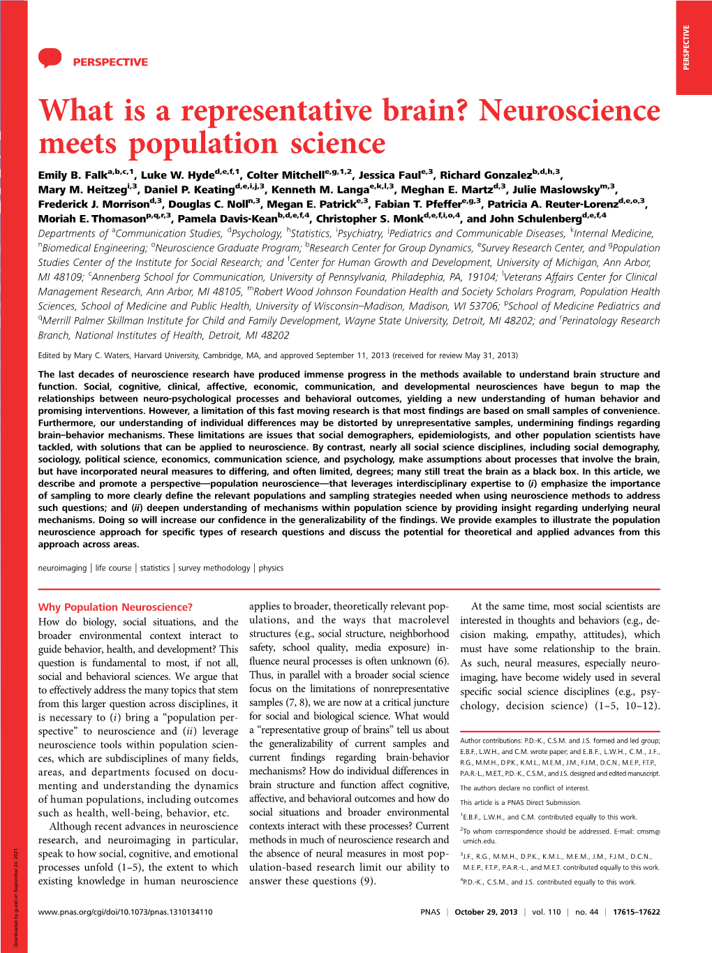 What Is a Representative Brain? Neuroscience Meets Population Science