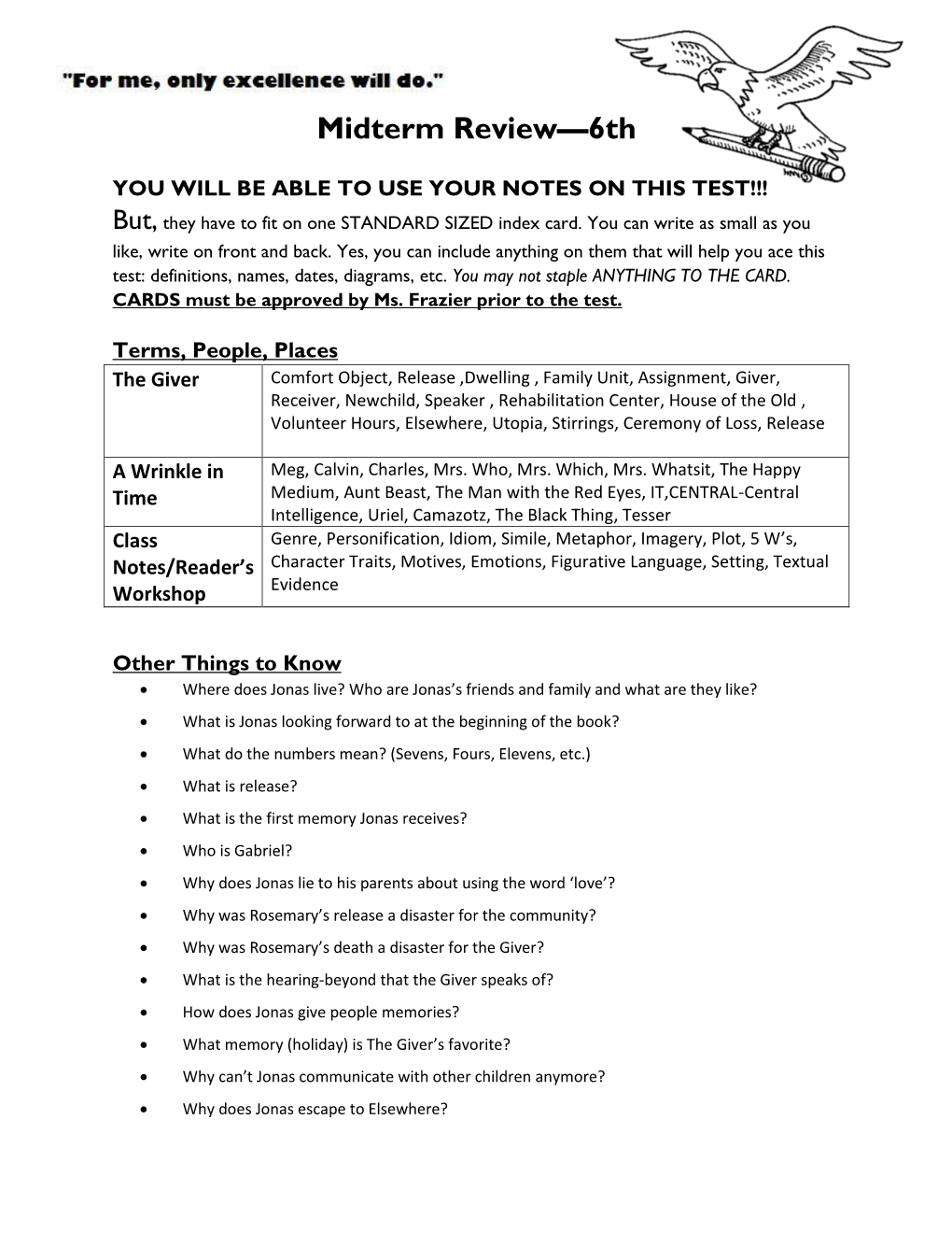 Midterm Review—6Th