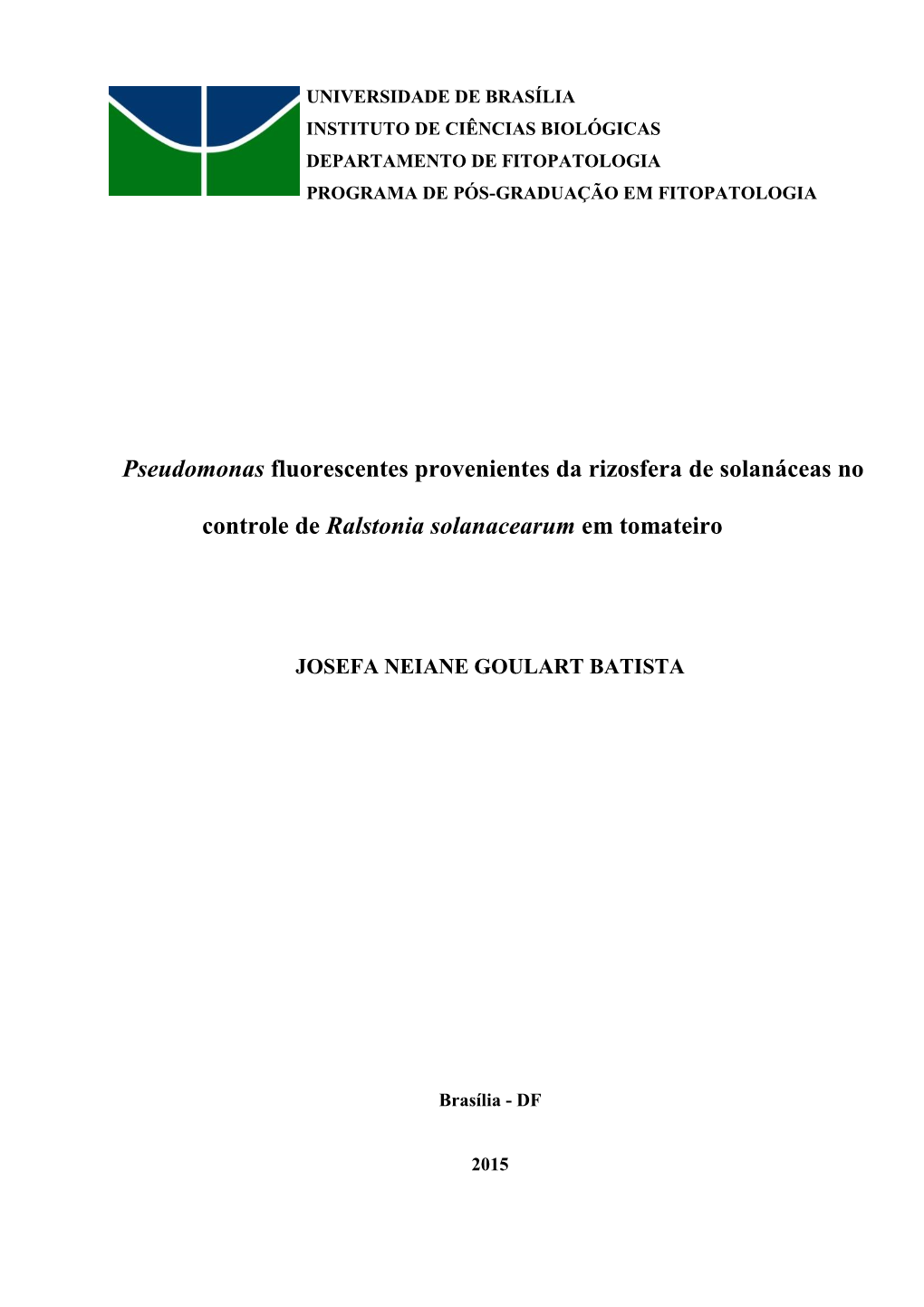 Pseudomonas Fluorescentes Provenientes Da Rizosfera De Solanáceas No