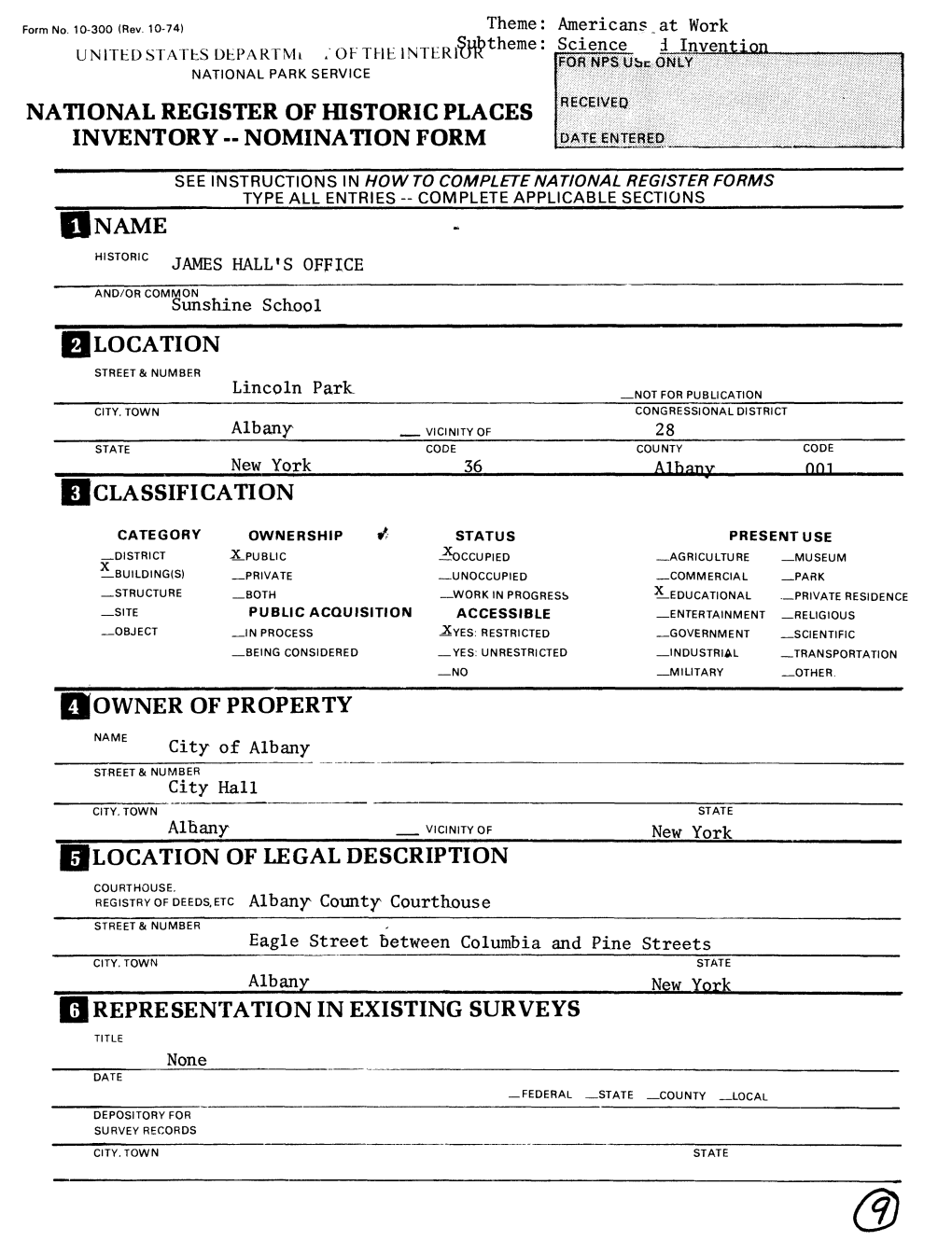 National Register of Historic Places Inventory - Nomination Form