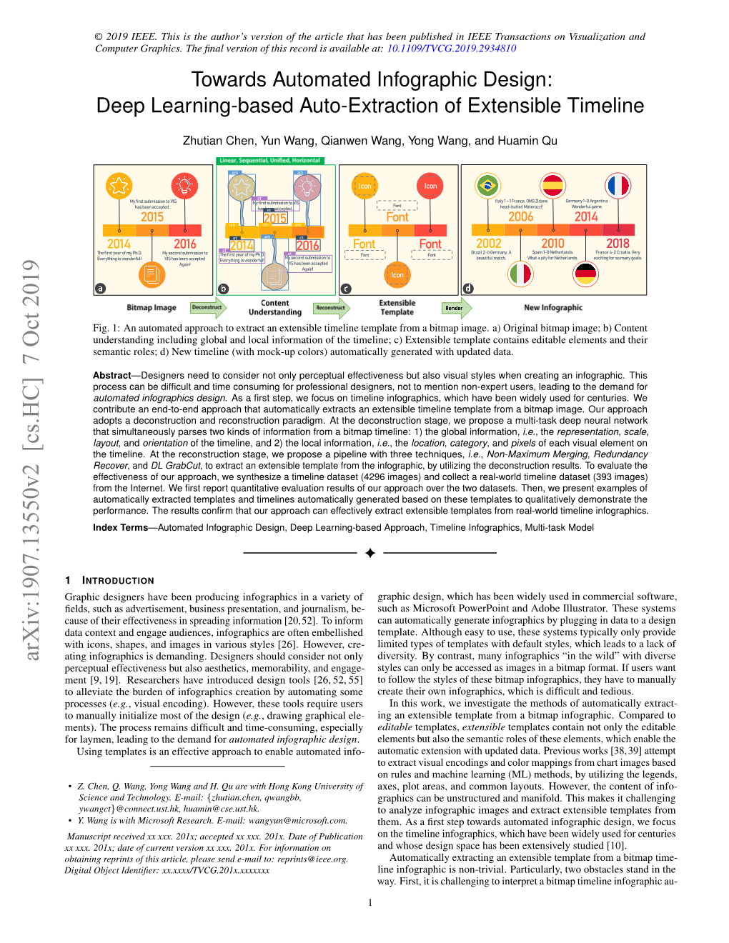 Towards Automated Infographic Design: Deep Learning-Based Auto-Extraction of Extensible Timeline