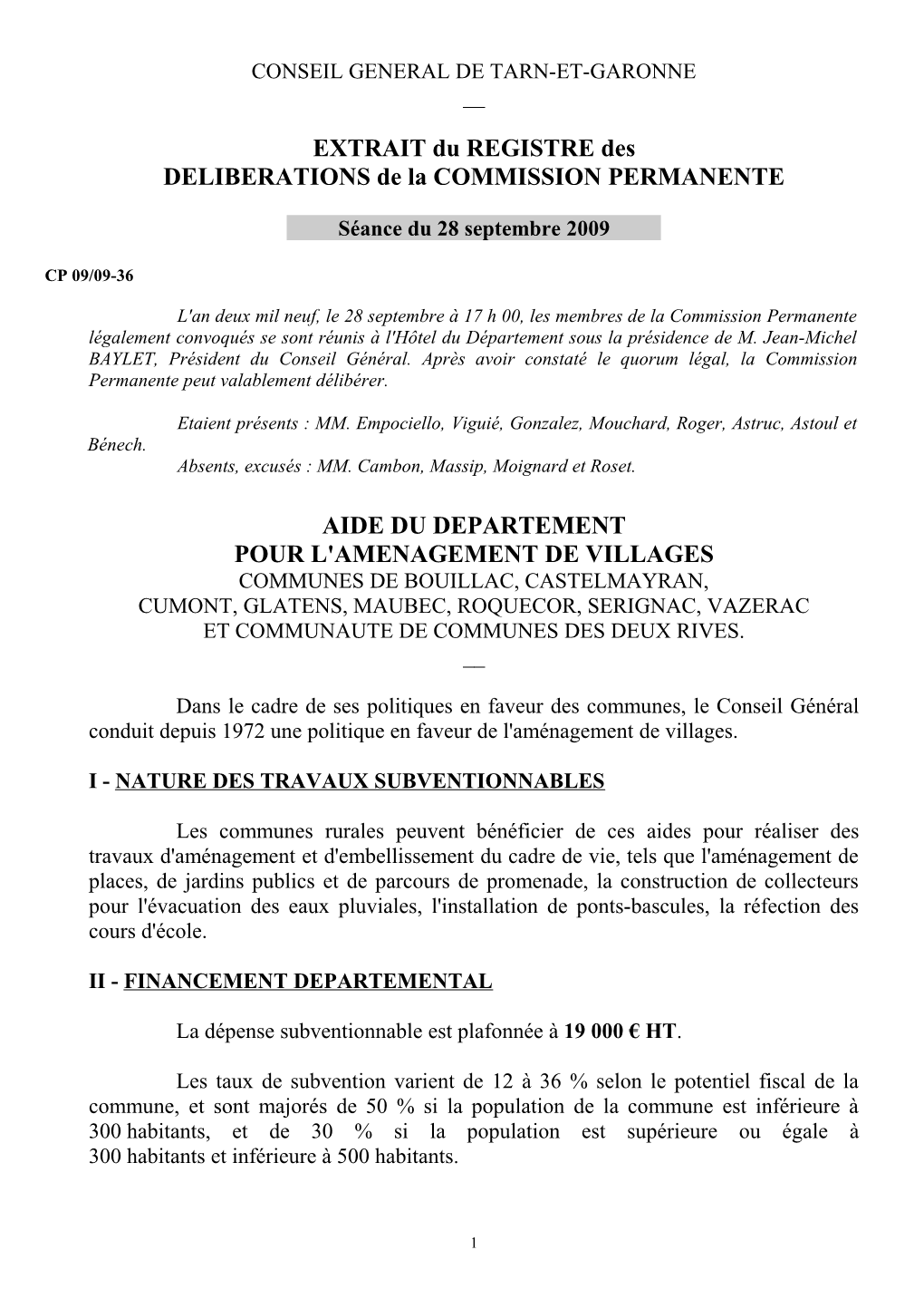 EXTRAIT Du REGISTRE Des DELIBERATIONS De La COMMISSION PERMANENTE