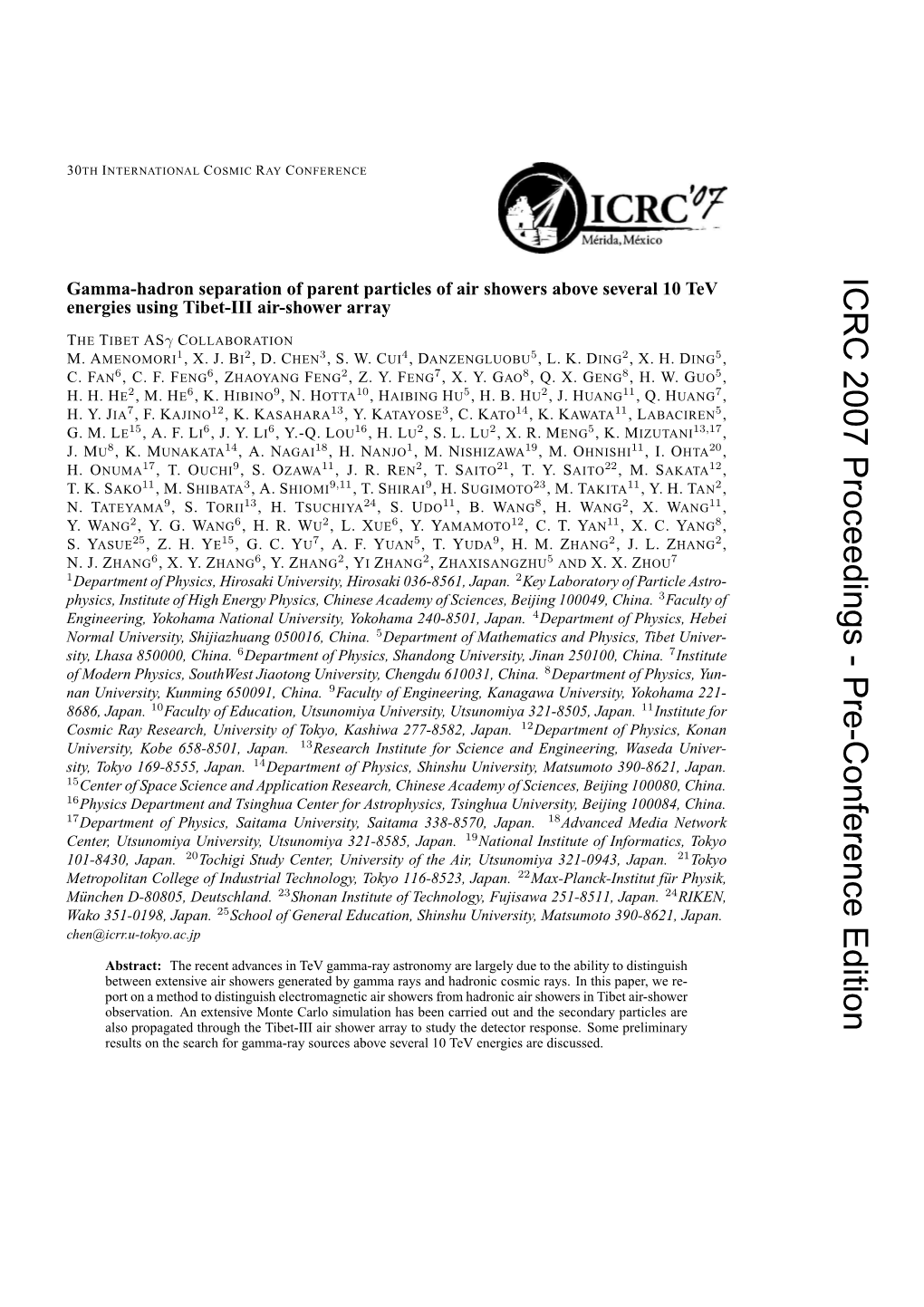 ICRC 2007 Proceedings