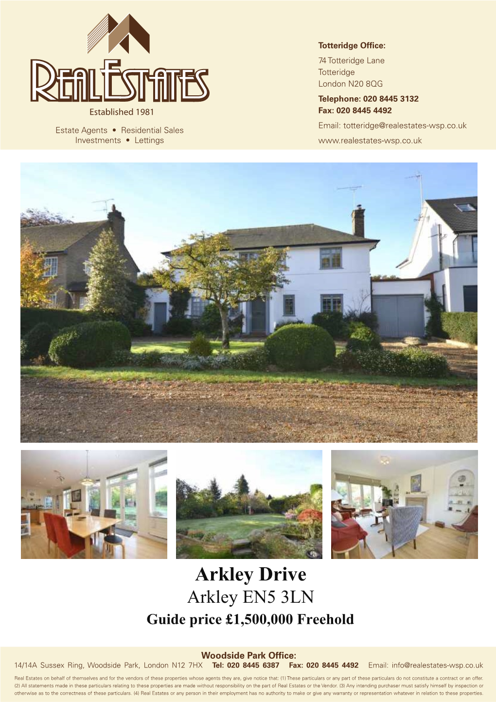 Arkley Drive Arkley EN5 3LN Guide Price £1,500,000 Freehold