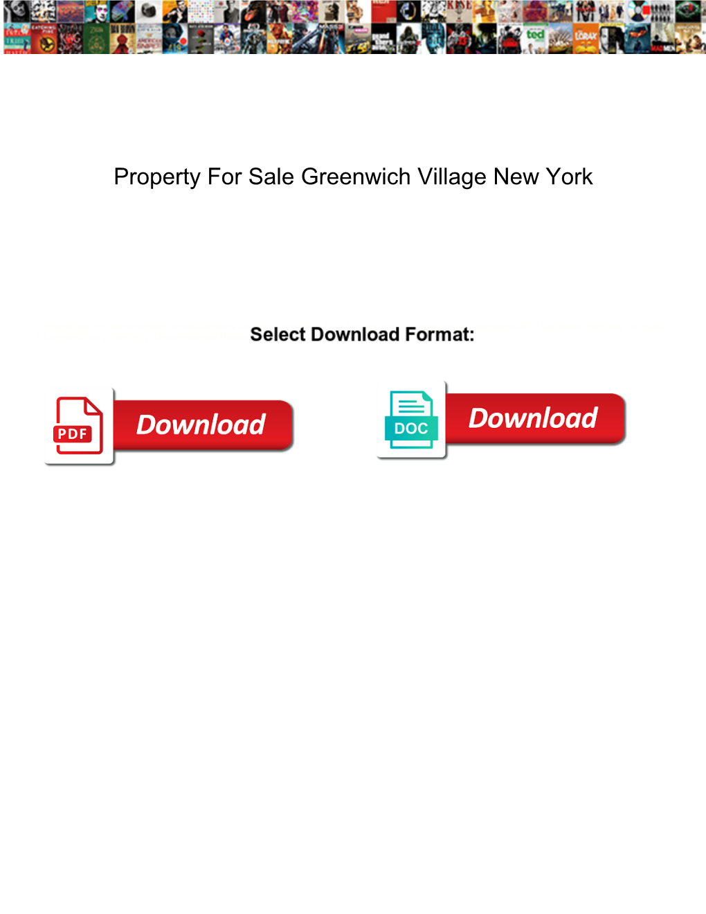 Property for Sale Greenwich Village New York