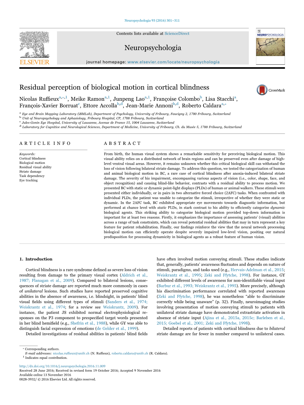 Residual Perception of Biological Motion In