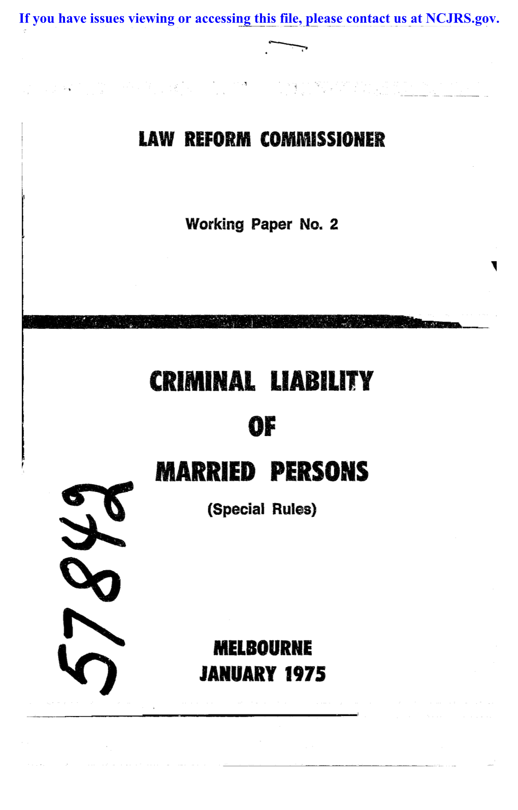 Criminal Liability Married Persons