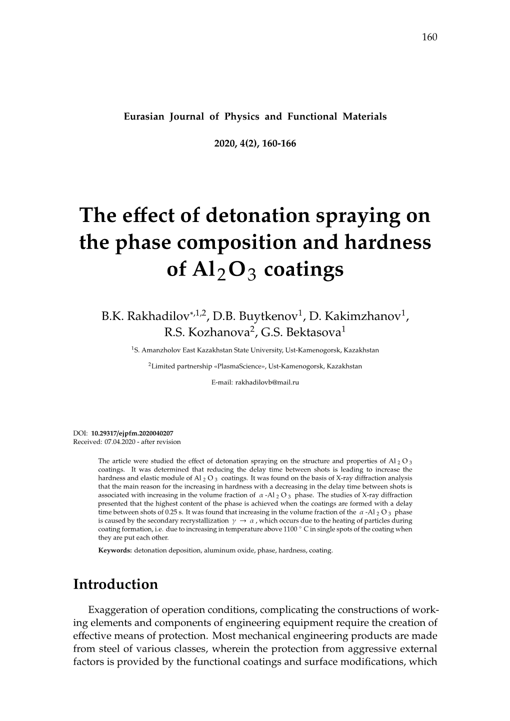 The Effect of Detonation Spraying on the Phase Composition And