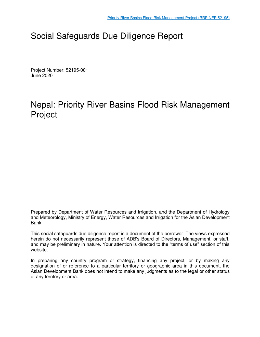 52195-001: Priority River Basins Flood Risk Management Project