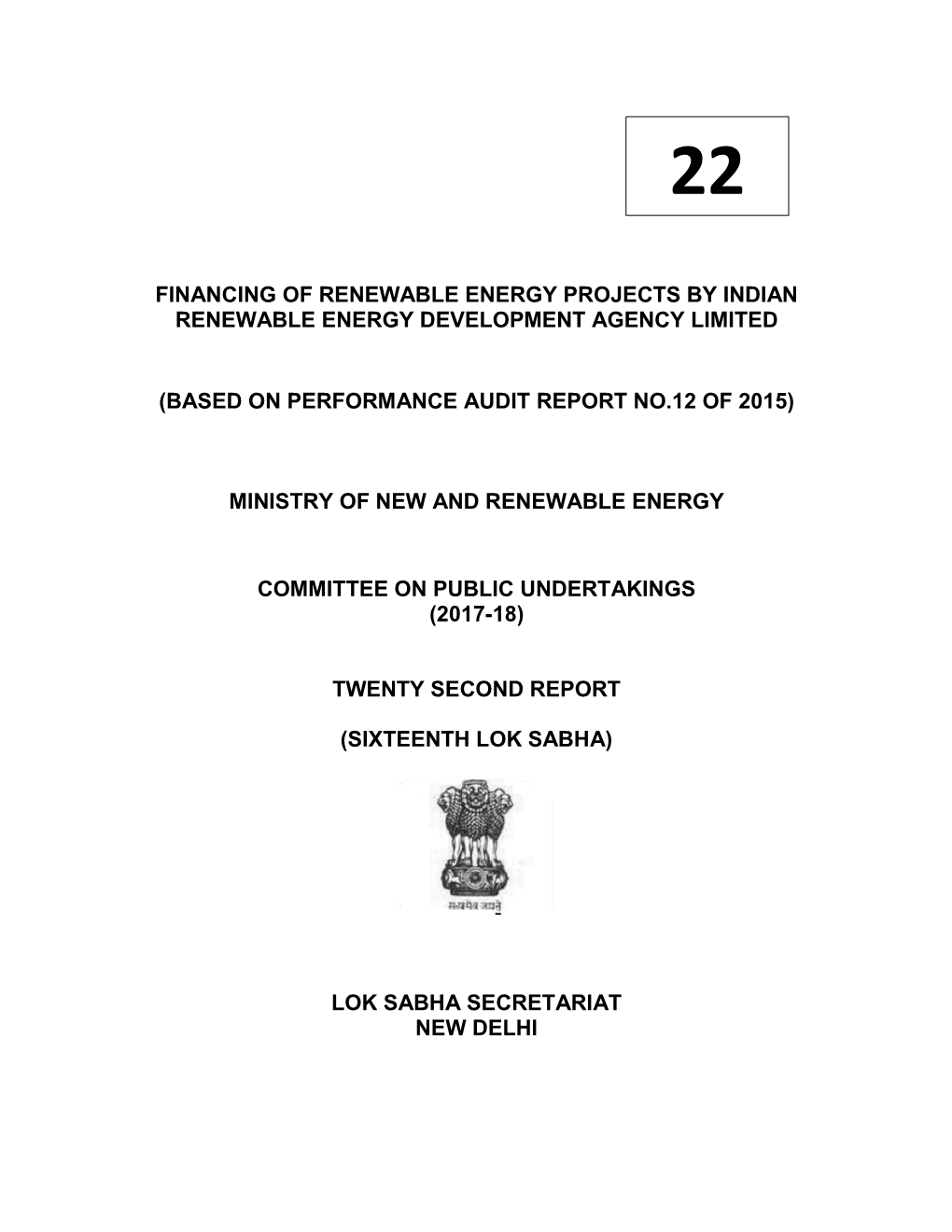 Financing of Renewable Energy Projects by Indian Renewable Energy Development Agency Limited