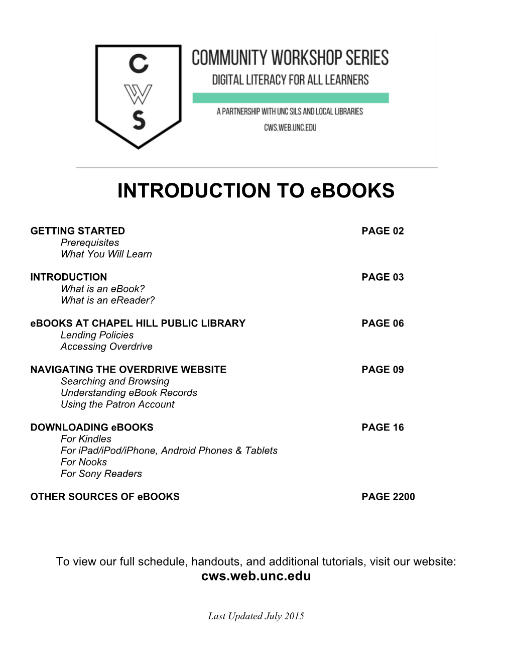 Introduction to Ebooks Handout