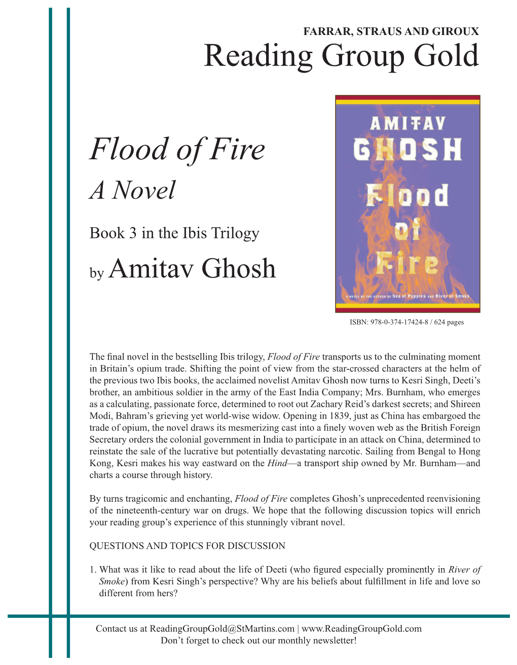 Flood of Fire Reading Group Gold