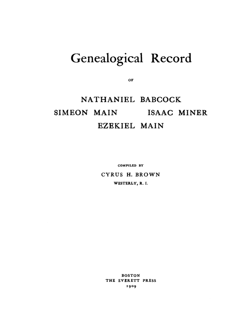 Genealogical Record