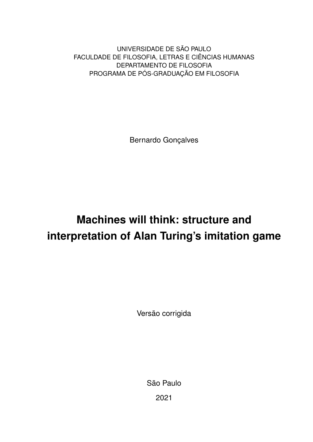 Structure and Interpretation of Alan Turing's Imitation Game