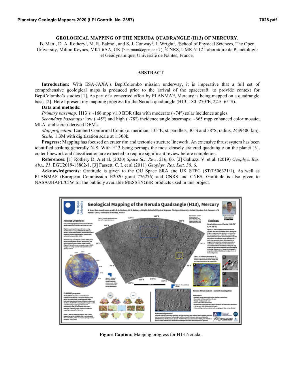 Geological Mapping of the Neruda Quadrangle (H13) of Mercury