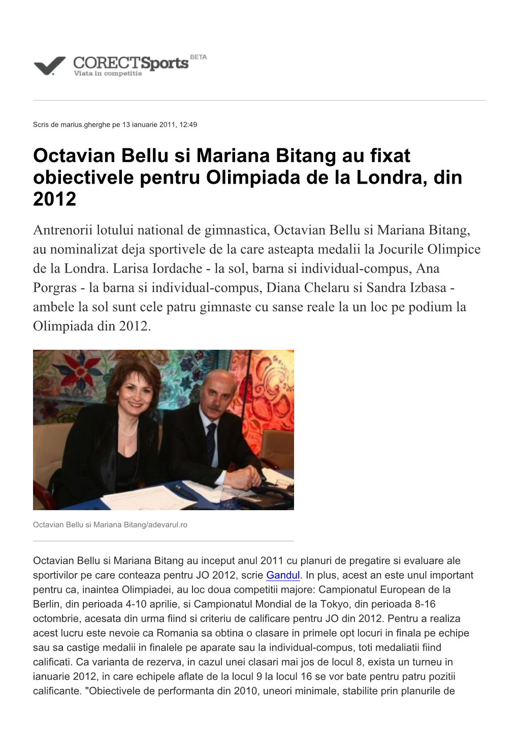 Octavian Bellu Si Mariana Bitang Au Fixat Obiectivele