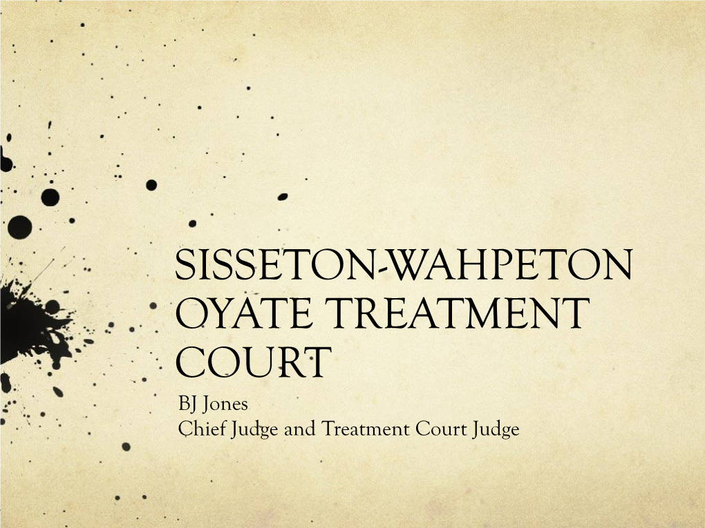 SISSETON-WAHPETON OYATE TREATMENT COURT BJ Jones Chief Judge and Treatment Court Judge Who Are the Oyate?