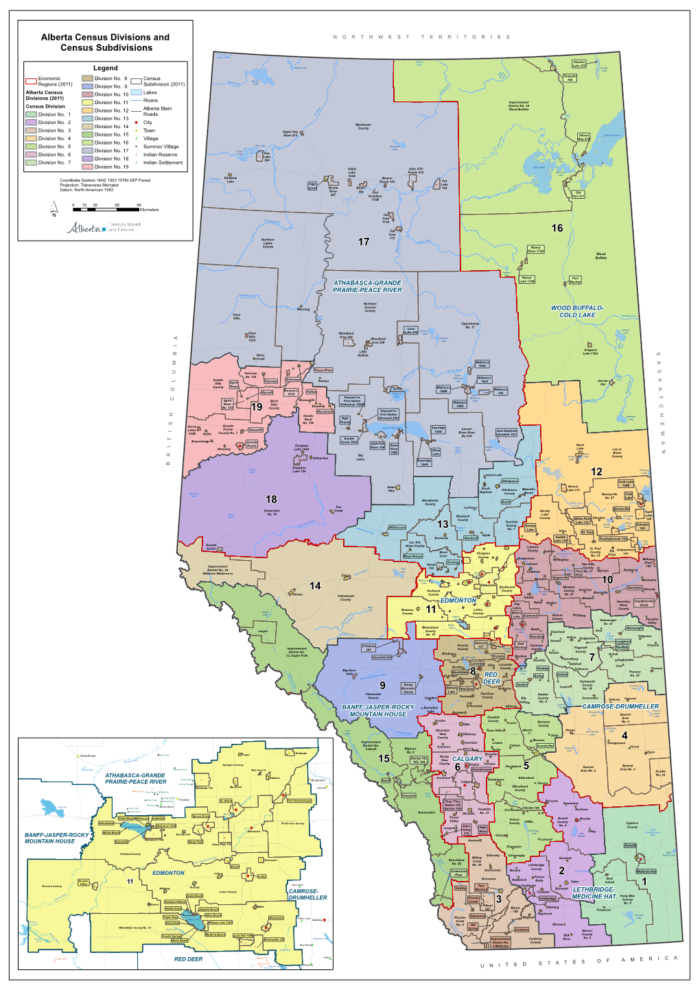 Alberta Census Subdivisions, Census Divisions and Economic Regions