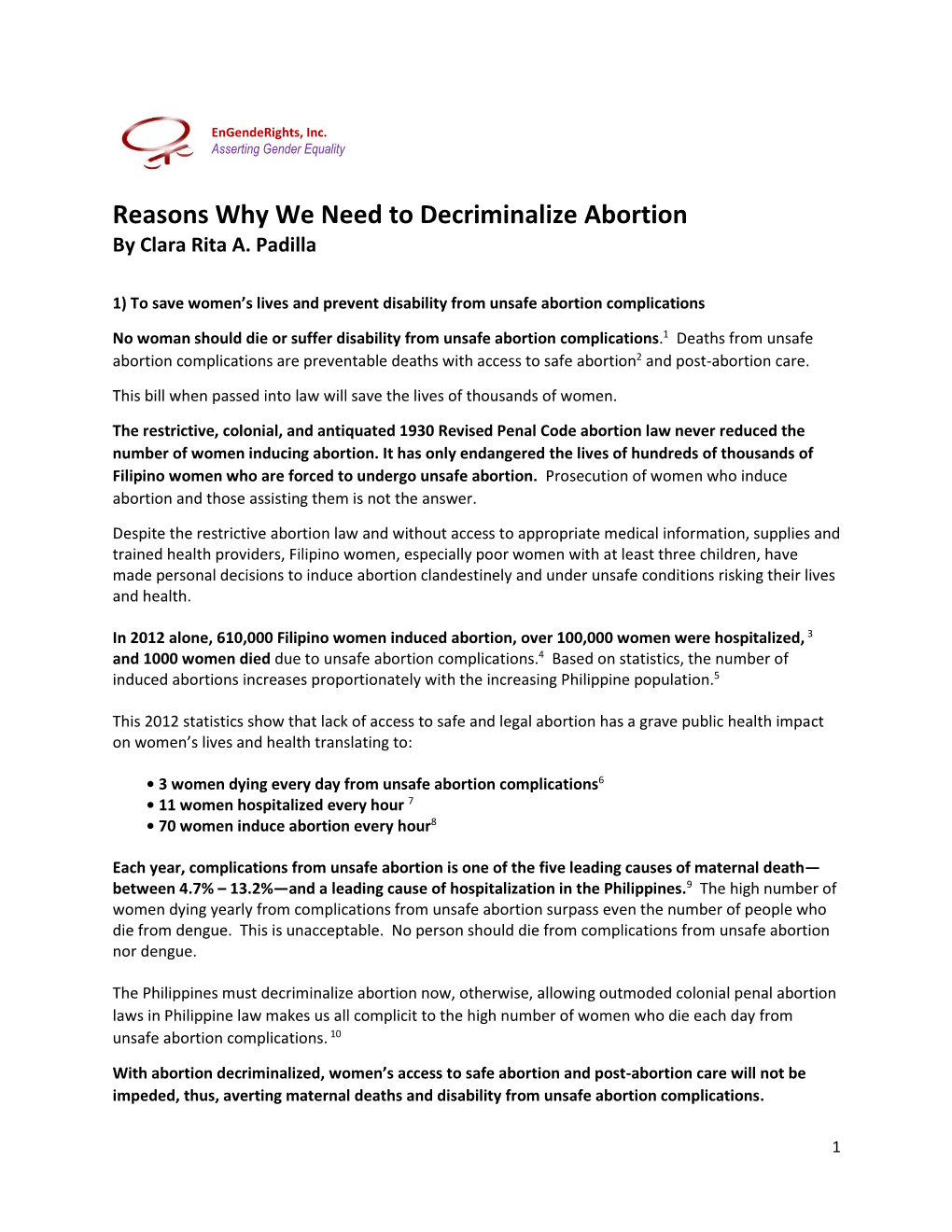 Reasons Why We Need to Decriminalize Abortion by Clara Rita A