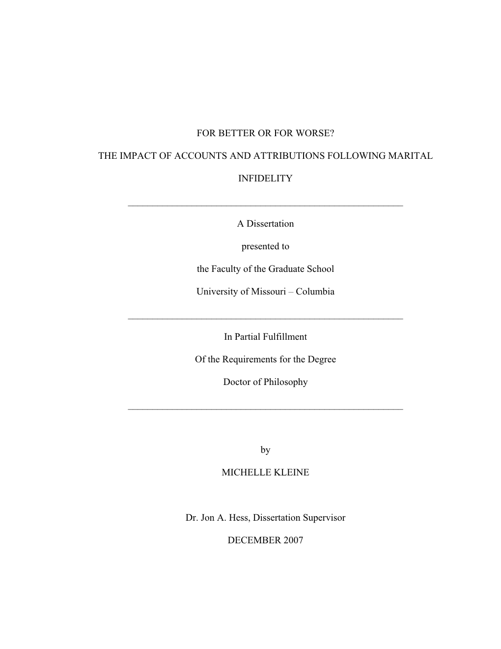 The Impact of Accounts and Attributions Following Marital