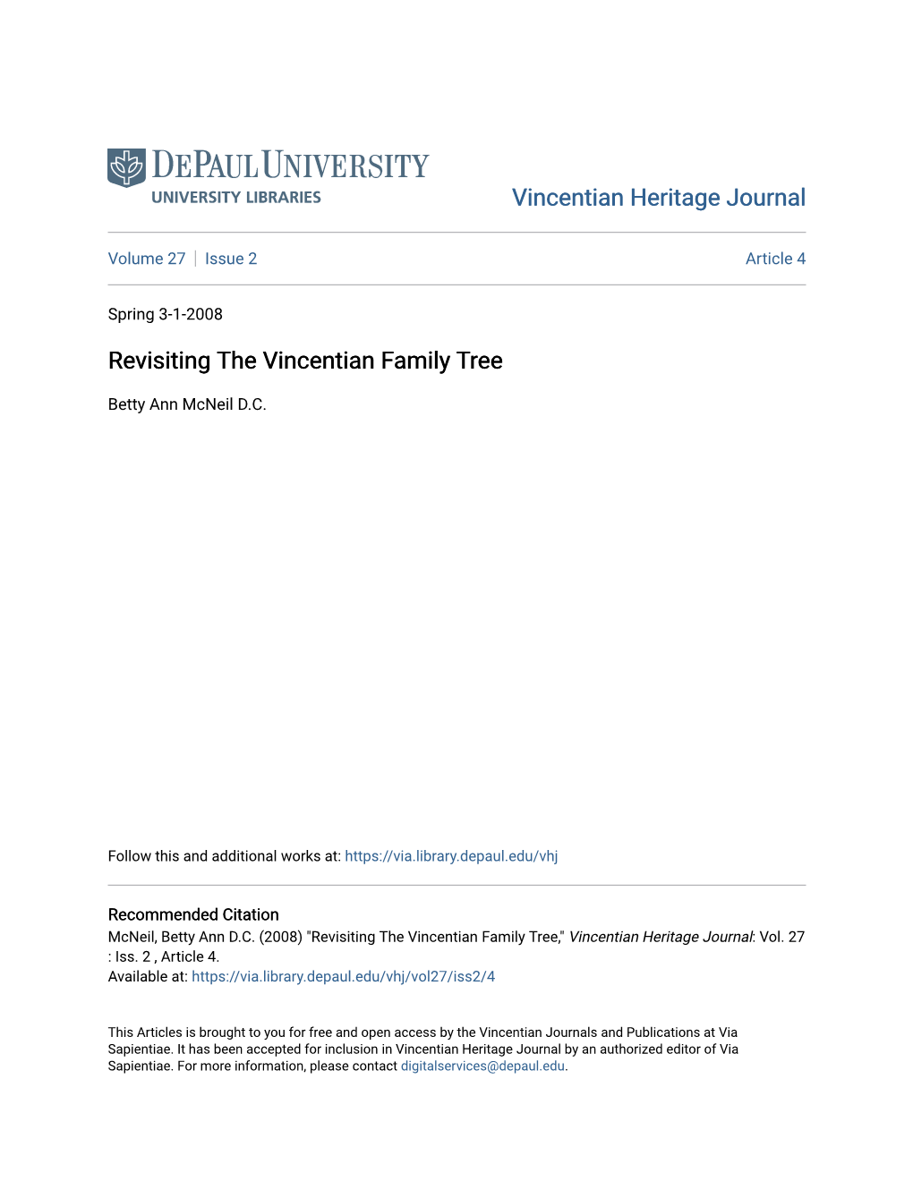 Revisiting the Vincentian Family Tree