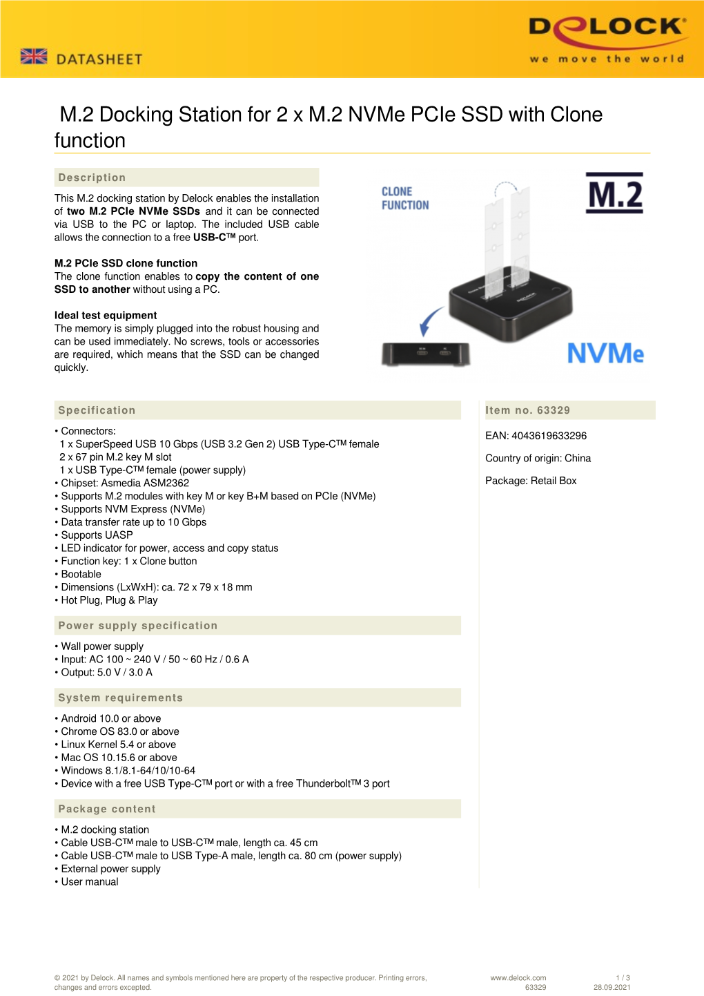 M.2 Docking Station for 2 X M.2 Nvme Pcie SSD with Clone Function