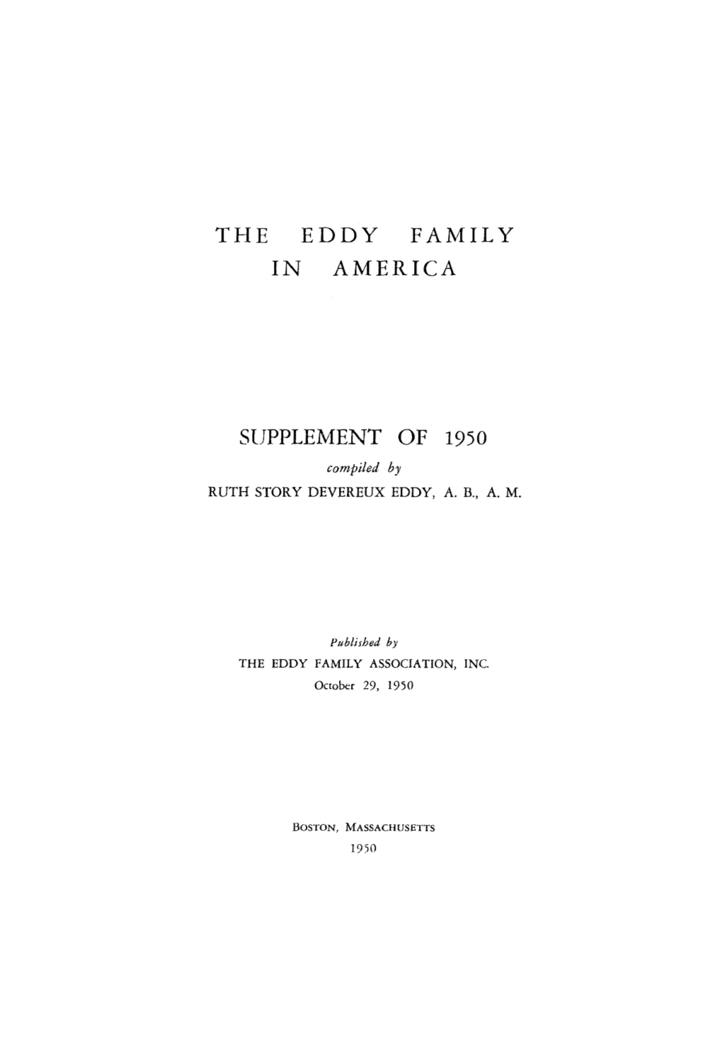 THE EDDY Falvfil Y in AMERICA Sljpplement of 1950