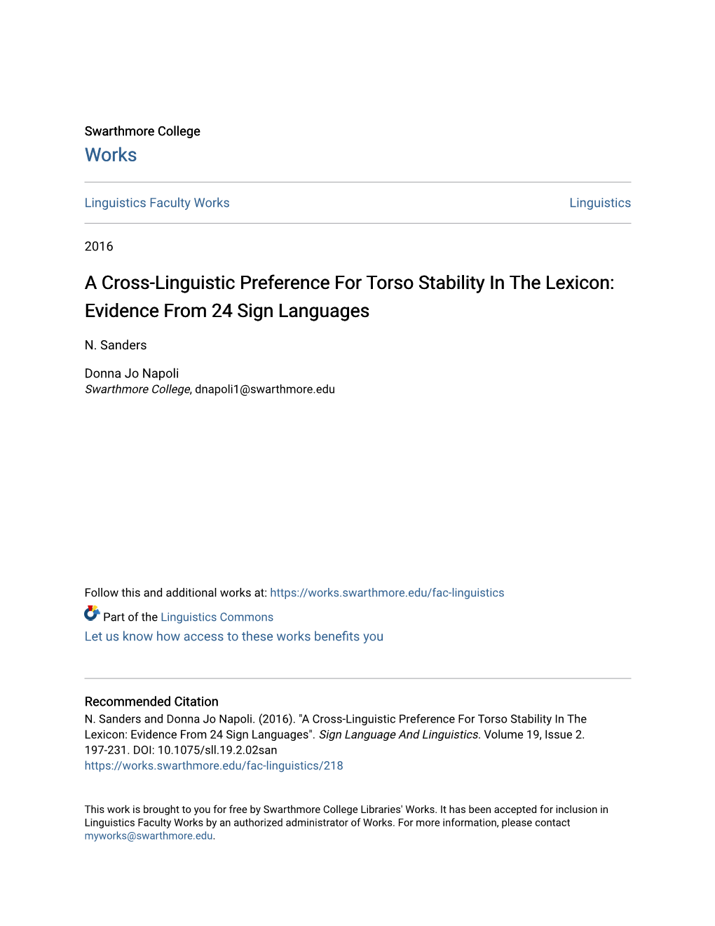 A Cross-Linguistic Preference for Torso Stability in the Lexicon: Evidence from 24 Sign Languages