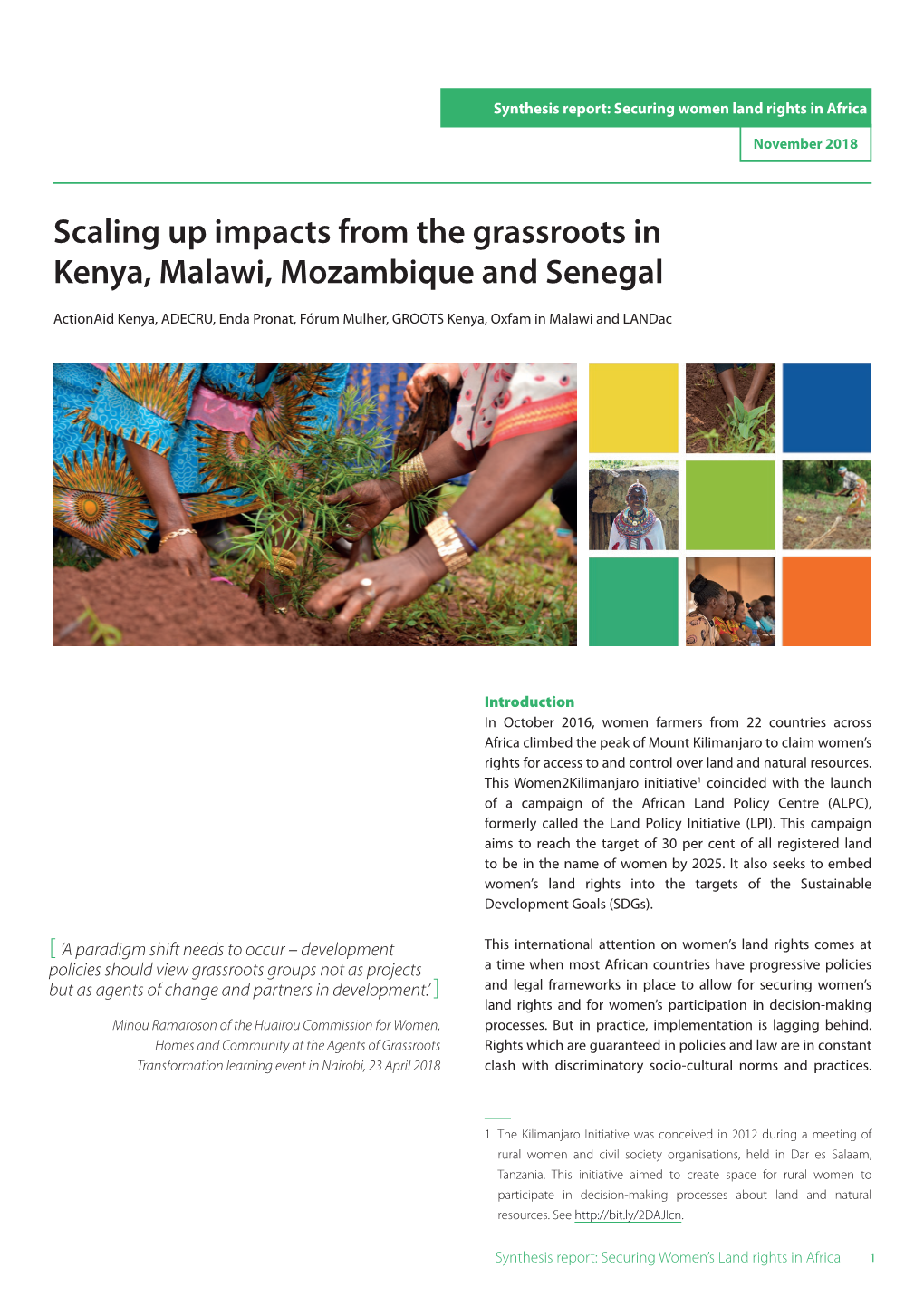 Scaling up Impacts from the Grassroots in Kenya, Malawi, Mozambique and Senegal