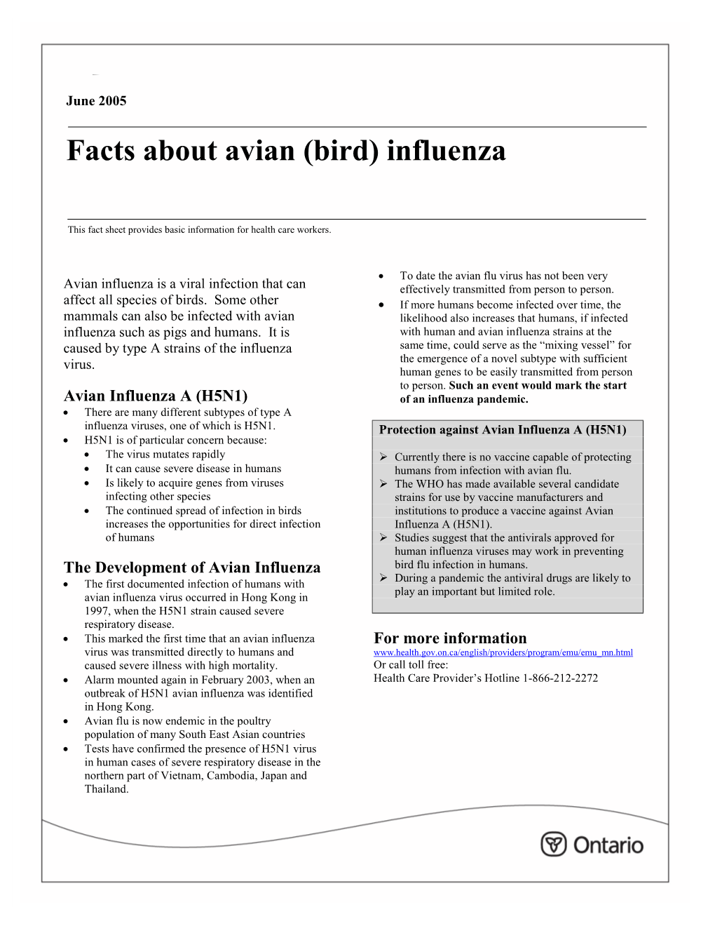 Facts About Avian (Bird) Influenza