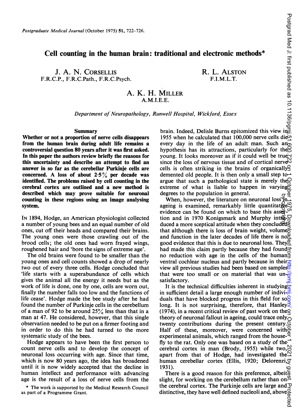 Cell Counting in the Human Brain: Traditional and Electronic Methods*