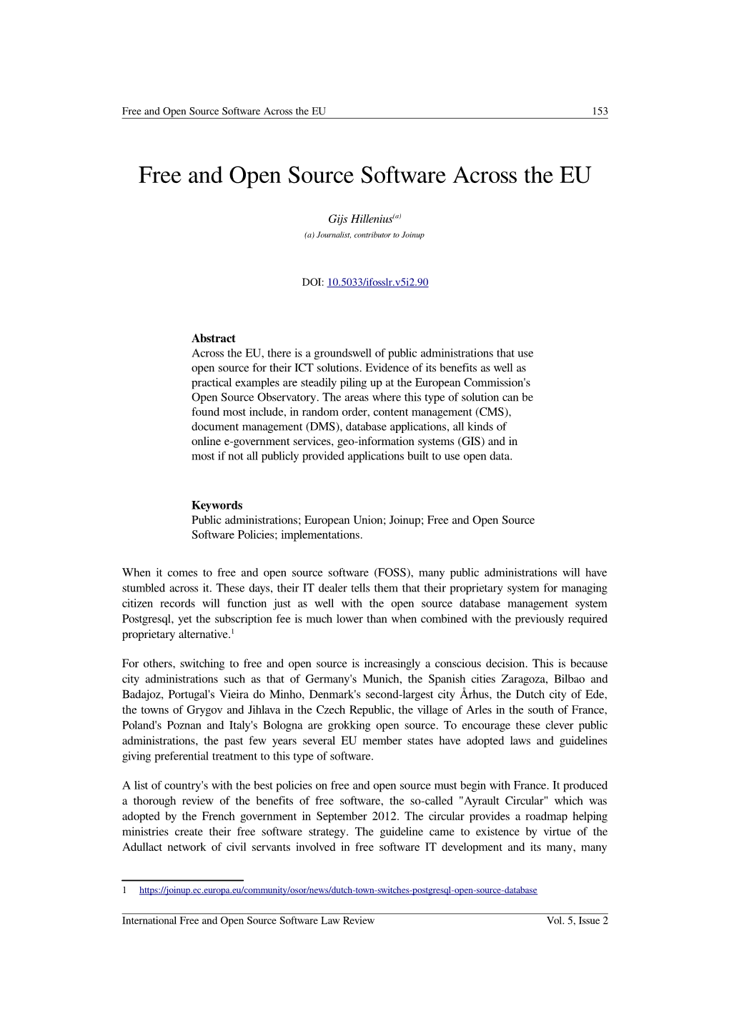 Free and Open Source Software Across the EU 153