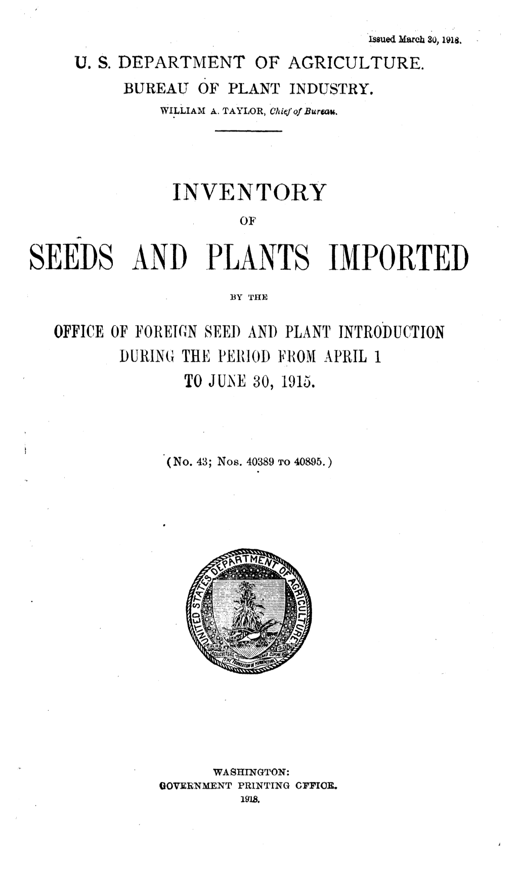 Seeds and Plants Imported