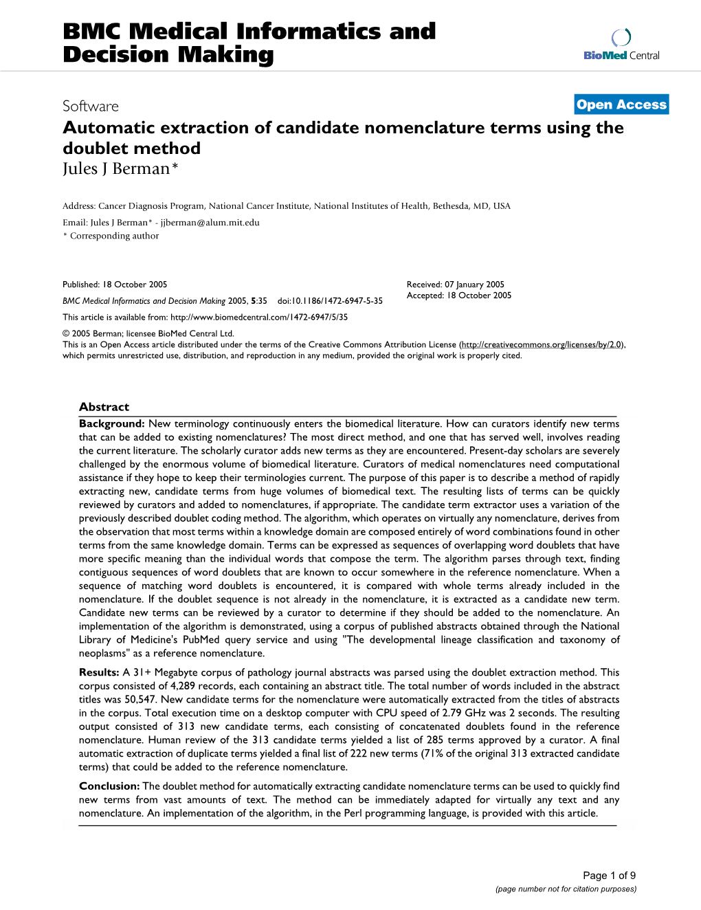 BMC Medical Informatics and Decision Making Biomed Central