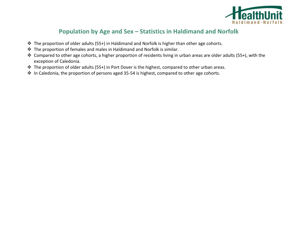 Population by Age and Sex – Statistics in Haldimand and Norfolk