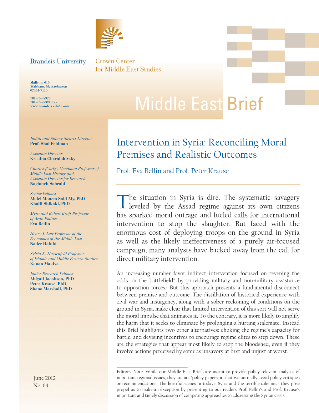 Middle East Brief 64