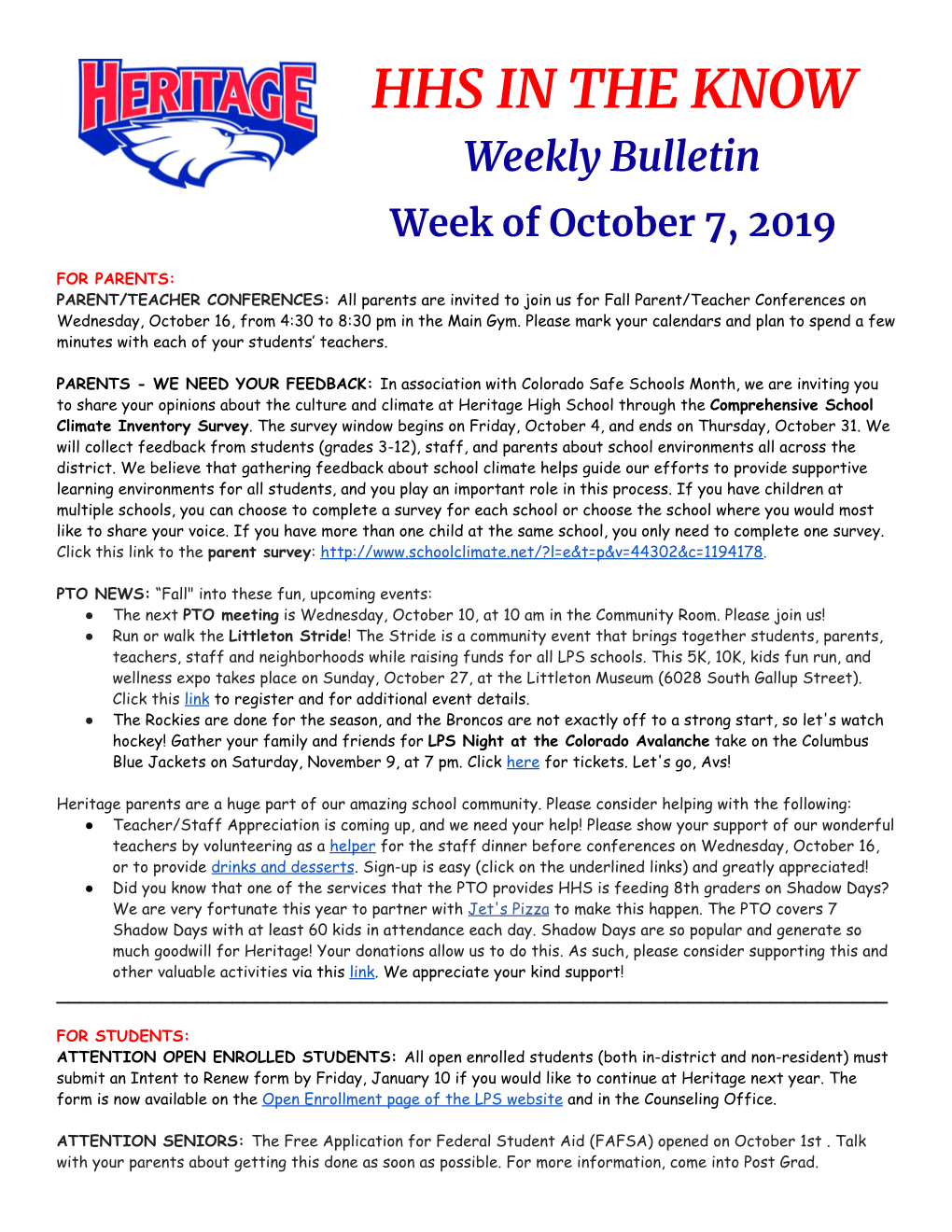 HHS in the KNOW Weekly Bulletin