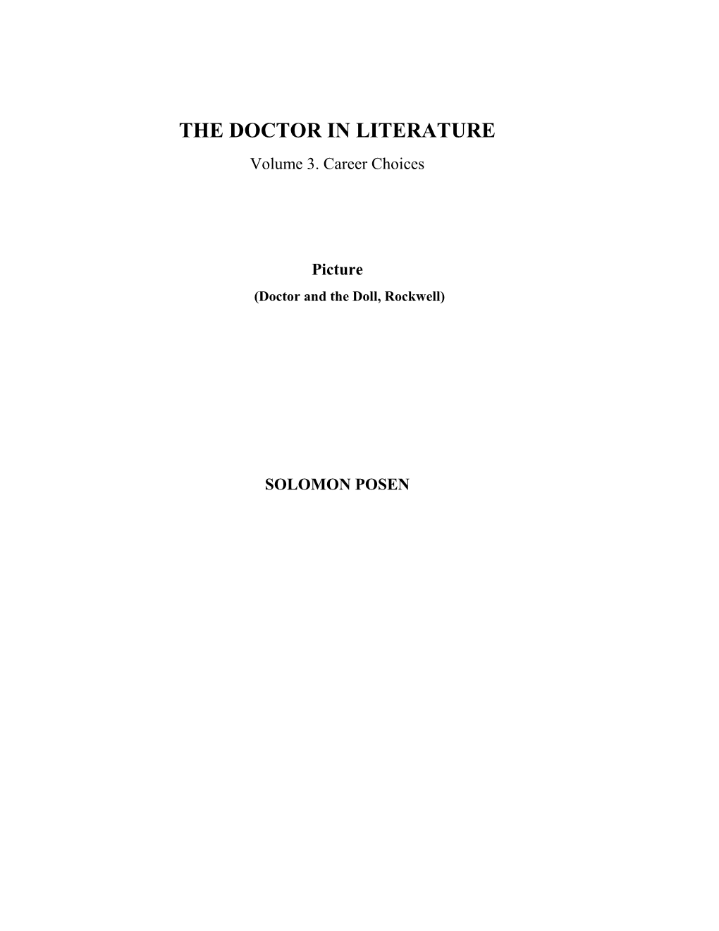 THE DOCTOR in LITERATURE Volume 3