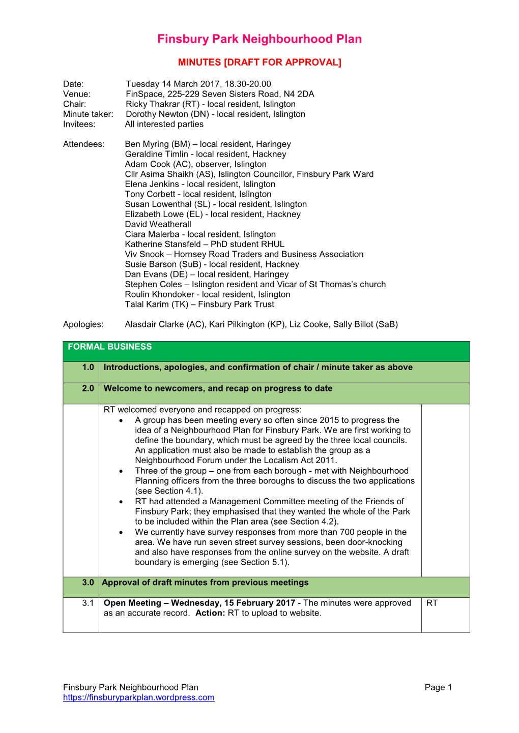 Finsbury Park Neighbourhood Plan