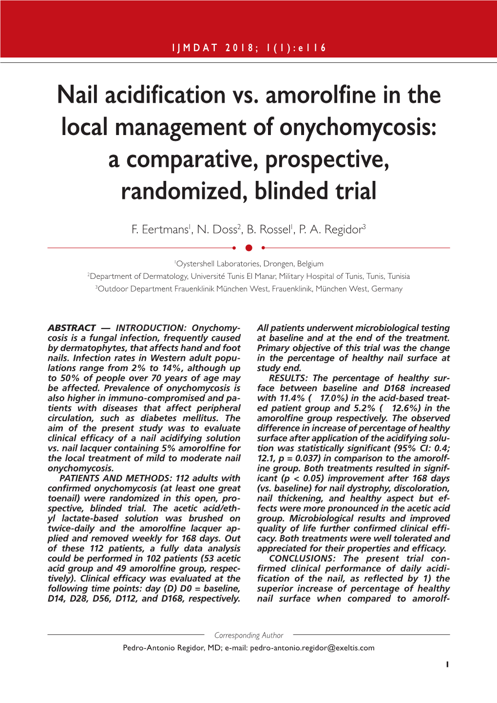 Nail Acidification Vs. Amorolfine in the Local Management of Onychomycosis: a Comparative, Prospective, Randomized, Blinded Trial