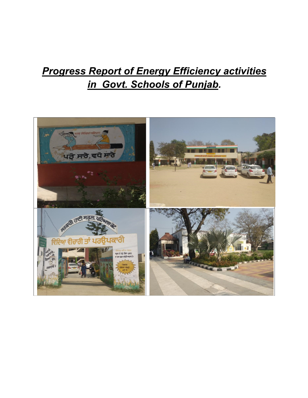 Progress Report of Energy Efficiency Activities in Govt. Schools of Punjab