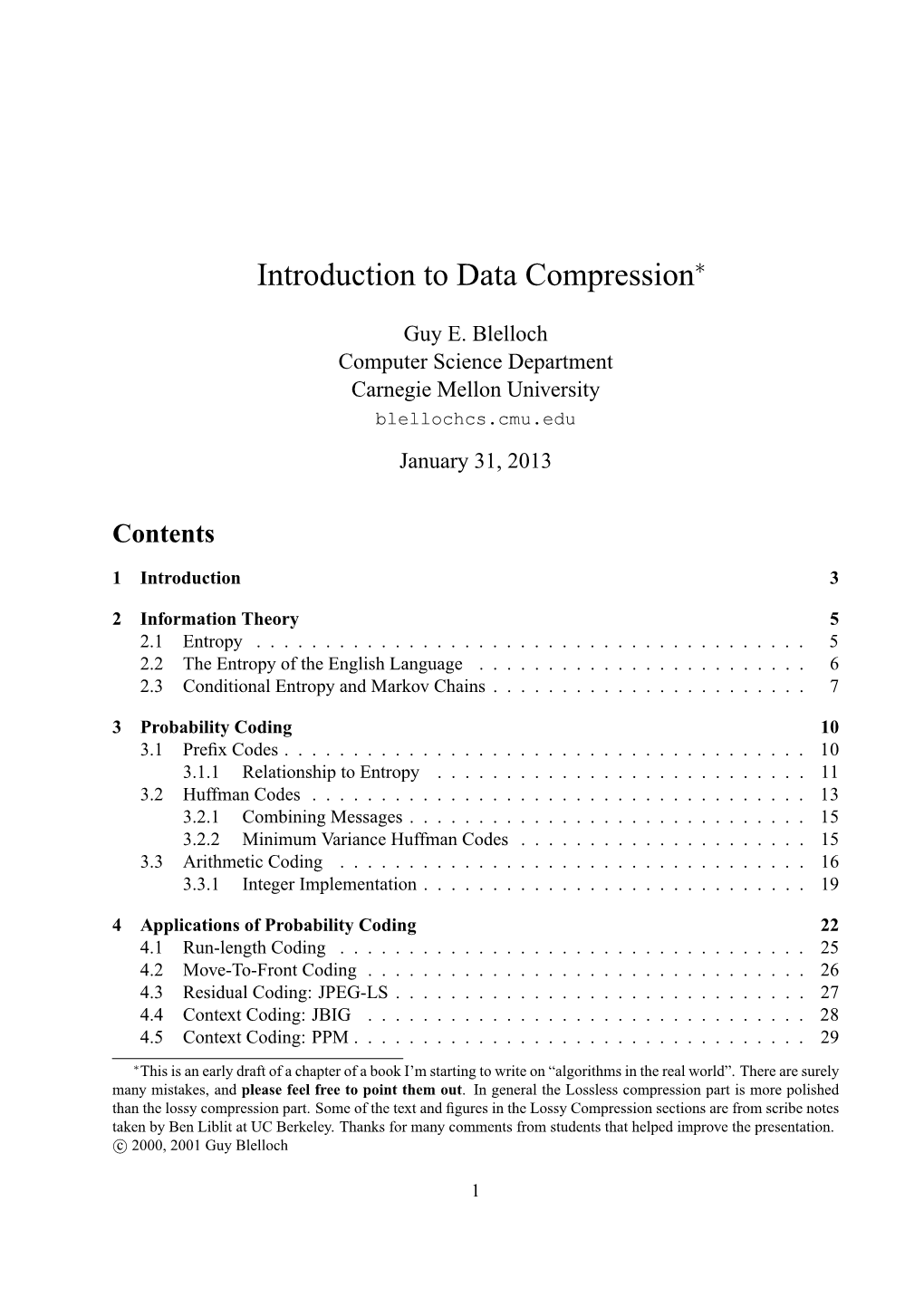 Introduction to Data Compression, by Guy E. Blelloch